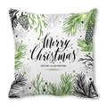 Weiße quadratische Kissenhülle mit Merry Christmas Text und festlichem Pinien-Druck - Weiße Tannenzapfen und Zweige Wünsche Stil (17)