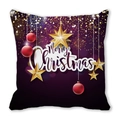 Christmas pillowcase with purple background, Merry Christmas text and gold star decor - 45x45cm / Purple Gradient Gold Star Ball (33)