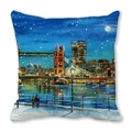 Winter London snow scene pillowcase with Tower Bridge printed on soft peach skin fabric - Realistic Oil Painting London Tower Bridge Snow Style (19)
