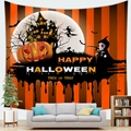 Halloween peach skin tapestry featuring pumpkin, haunted castle, and bat motifs - 100X70 / Peach Skin / Halloween Theme Style 3