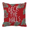 Minimalist red Christmas peach skin pillowcase with DECK THE HALLS floral print design - Red Deck The Halls (36)