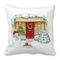 Housse de coussin de Noël avec motif de boulangerie d'hiver et bonhomme de neige - Boulangerie du Village (8)