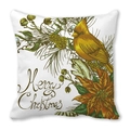 Floral peach skin pillowcase with golden cardinal and Merry Christmas illustration - Christmas Golden Bird Poinsettia Style (17)