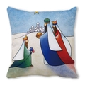 Peach skin pillowcase featuring Three Wise Men pilgrimage print in vibrant cartoon style - Hand-drawn Cartoon Magi Style (18) / 45cmx45cm (Cover Only)