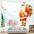 Detail of Santa Claus tapestry showing watercolor texture and festive living room decor - Saxophone Santa Claus (Style 1) / 150x100(Peach Skin)