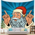 Pop art Santa Claus Christmas tapestry on wall above a cozy living room sofa setup - 波普艺术圣诞老人(款式7) / 100x70(Peach Skin)