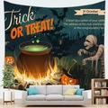 Halloween mummie en heksenkessel wandtapijt voor griezelige wanddecoratie in huis - 100X70 / Mummie Feest (5)