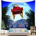 Christmas Santa Claus sleigh on a festive tapestry hung in a cozy living room decor - 驯鹿雪橇村庄圣诞夜(款式4) / 150x100(Peach Skin)