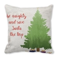 Peach skin velvet pillowcase with green Christmas tree and naughty Santa quote print - Watercolor Xmas Tree (22) / 18x18 Inch