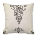 Cream Christmas pillowcase with black bells graphic and Merry Christmas typography - Christmas Bell B/W (22)