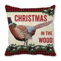 Funda de cojín navideña con motivo de faisán, cuadros Buffalo y diseño forestal - Faisán Vintage Navidad en el Bosque (17)