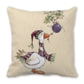 Christmas goose throw pillow cover with festive hat and scarf on peach skin fabric - Christmas Hat White Goose Illustration Style (19)