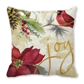 Winter cardinal and pinecone print pillow cover with gold Joy text embroidery - Joy Christmas Cardinal Style (19)