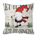 Christmas cushion cover with skiing gnome pattern and Let It Snow text on wood texture - 18x18 Inch / Skiing Gnome Style (14)