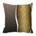 Quadratischer Kissenbezug mit braunem Papiereffekt und goldenem Weihnachts-Wortwolken-Druck - Kaffee-Gold-Papier-Riss-Wortwolken-Stil (21)