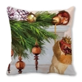 Christmas pillowcase featuring oil painting pine branches and red gift boxes on peach skin - 45x45cm / Oil Painting Pine Gift (40)