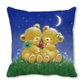 Square pillowcase featuring cute teddy bears under a crescent moon and starry night sky - Crescent Moon Starry Teddy (25)