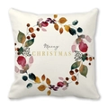 Merry Christmas peach skin pillowcase with watercolor green leaves and red berry wreath - Watercolor Wreath Christmas Style (20)
