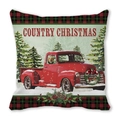 Funda de cojín navideña con camión vintage rojo y cuadros sobre tela de piel de durazno - Camioneta Vintage y Labrador Country Christmas (20)
