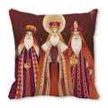 Exotic Three Wise Men portrait print cushion cover in soft peach skin fabric - Red Decorative Three Wise Men Style (20) / 45cmx45cm (Cover Only)