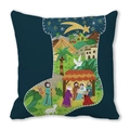 Minimalist peach skin pillowcase with navy blue Nativity scene Christmas stocking print - Dark Blue Nativity Theme (40)