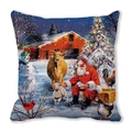 Weihnachtskissenbezug mit Weihnachtsmann und Tieren auf weichem Pfirsichhautstoff - Weihnachtsmann und Bauernhoftiere (15)