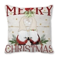 Square Christmas gnome pillowcase with red heart hats and Merry Christmas print - 18x18 Inch / Duo Gnomes Style (15)
