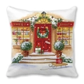 Housse de coussin de Noël avec motif aquarelle de boutique de bonbons sur tissu blanc - Confiserie (11)