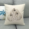 Fodera per cuscino in lino con zucca bianca su divano, decorazione autunnale rustica - Tre Zucche Bianche Beige
