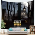 Halloween wandkleed met lichtgevende pompoenen en donker bos voor decoratie - 100X70 / Nachtbos Pompoen (7)