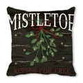 Rustic wood pattern Christmas pillowcase featuring Mistletoe Kisses for Free print - Mistletoe Wood Grain (30) / 18x18 Inch