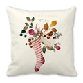 Christmas wreath pillowcase with pink striped stocking and berries on peach skin fabric - Christmas Stocking Wishes Style (22)