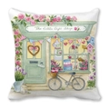 Winter gift shop watercolor illustration printed on square white peach skin pillowcase - Warm Shop Watercolor Style (23)