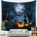 Halloween wandkleed met lichtgevende pompoen en griezelige maan over dorre bossen - 100X70 / Gloeiende Pompoen Boom (8)