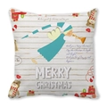 Christmas cushion cover featuring cartoon angel and teddy bear on peach skin fabric - 18x18 Inch / Angel Teddy Bear Train Style (17)