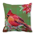 Funda de cojín navideña con pájaro cardenal rojo, cuadro escocés y bayas de invierno - Cardenal en Acuarela y Cuadros Escoceses (26)