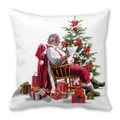 Housse de coussin Noël avec le Père Noël lisant une lettre sur tissu peau de pêche - Père Noël lisant (16)
