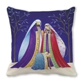 Exotic nativity scene portrait pillowcase with peach skin fabric and vibrant holy family print - Holy Family Starry Night Style (25) / 45cmx45cm (Cover Only)