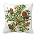 Square peach skin pillowcase with realistic pine cone and needle botanical print - Realistic Pine Cones and Needles Style (23)