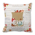 Christmas pillowcase with wooden background, cartoon animals and Merry Christmas text - 18x18 Inch / Gift Bag Rabbit Toy Car Style (18)