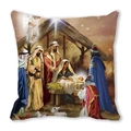 Exotic Nativity scene oil painting print on square peach skin pillowcase cover - Oil Painting Nativity Scene Style (27) / 45cmx45cm (Cover Only)