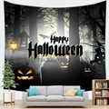 Ghost castle Halloween tapestry decoration with dark forest pumpkin motifs on wall - 150x100(Peach Skin) / Dark Forest (6)