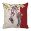 Christmas stocking wreath design on peach skin fabric square decorative pillowcase - Gift Christmas Stocking Collage Style (27)