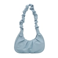 Bolso nube plisado azul claro con diseño abullonado y elegante correa fruncida al hombro - Azul