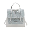 Bolso con estampado floral, ribete de encaje blanco y lazo de estilo retro francés - Verde con blanco