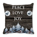 Christmas peach skin pillowcase with wood grain pattern and Peace Love Joy text - Wood Grain Xmas Wishes (37) / 18x18 Inch