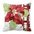 Floral peach skin pillowcase with watercolor poinsettia print and red geometric design - Watercolor Poinsettia Geometric Style (28)