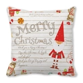 Merry Christmas pillowcase with festive gnomes, trains, and teddy bears on peach skin fabric - Gnome Gift Train Style (21) / 18x18 Inch