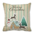 Christmas peach skin pillowcase with snowman, reindeer and Merry Christmas lettering - Christmas Forest Cabin (35)