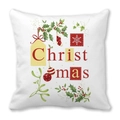 Housse de coussin thème Noël en velours peau de pêche avec motifs festifs variés - Texte d'Art de Noël (21)